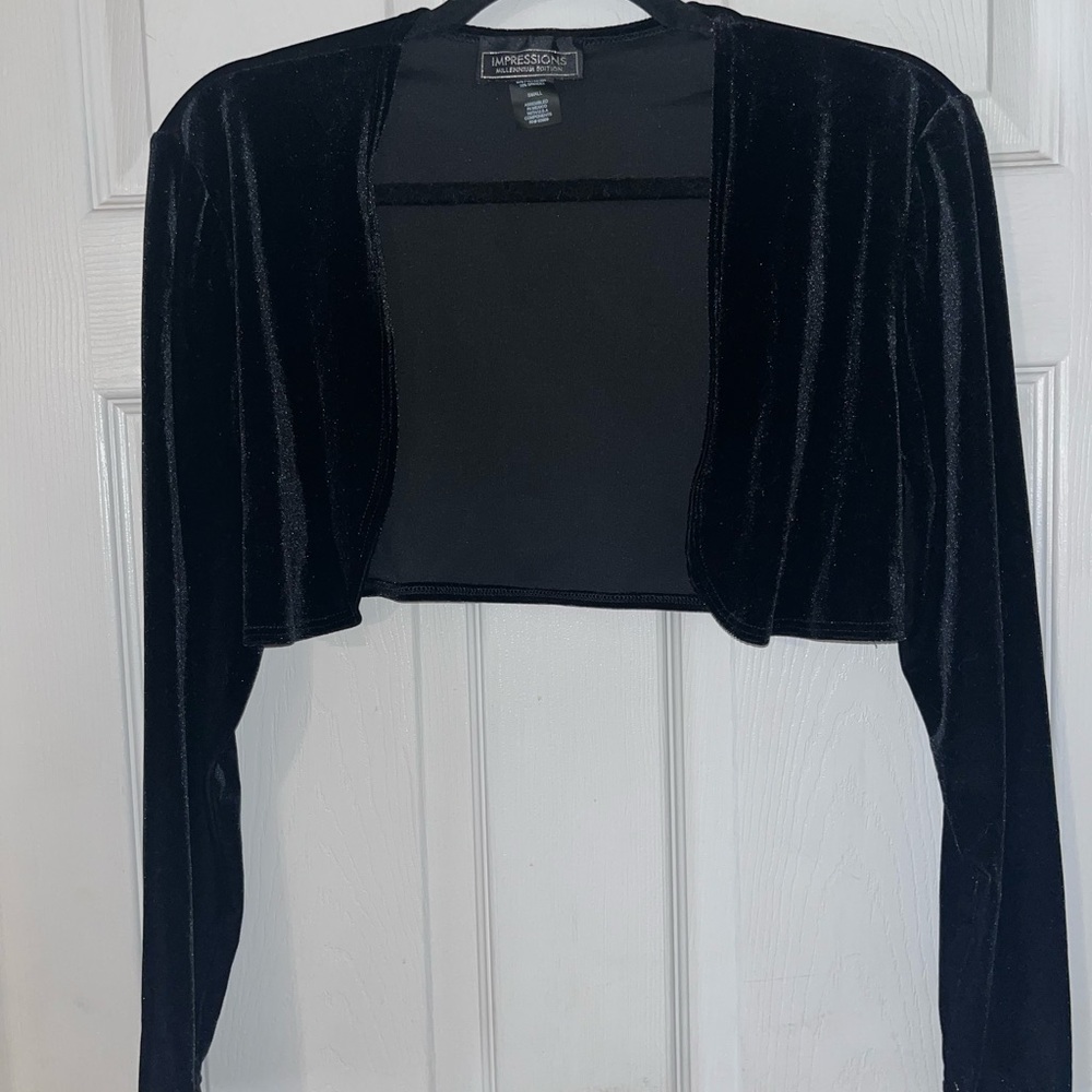Black Velvet Crop Jacket, Small, Wear over fancy dress